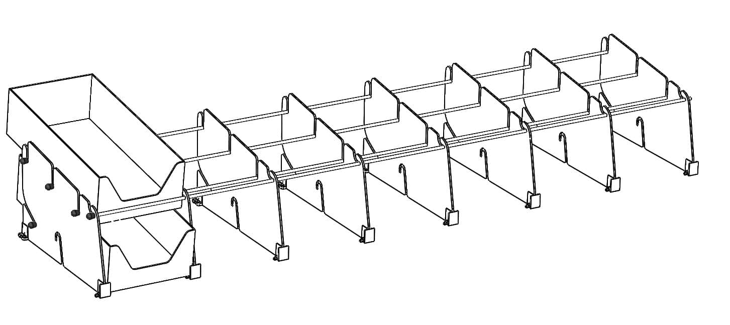 POS-T Double Tray System Riegel Zeichnung