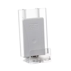Pushfeed with 25mm front stop and labelholder, width 51mm, height 80mm, depth 25mm, light gray